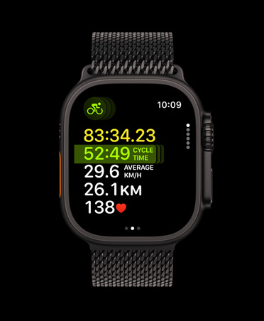 Apple Watch Ultra 3, black colour, titanium case, Multisport workout, band, black Milanese Loop