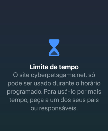 A tela Limite de Tempo avisa que o limite foi atingido para jogos com a opção de pedir mais tempo