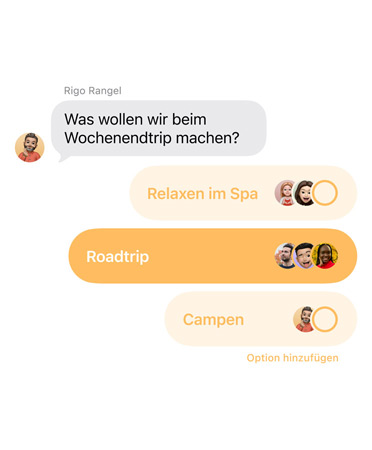 Nachrichten App mit dem Feature Umfragen in Nachrichten