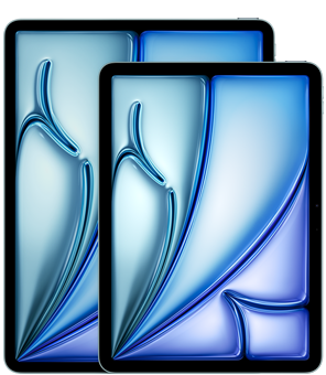 13-tollise iPad Airi ja 11-tollise iPad Airi eestvaade esitleb suuruse erinevust.