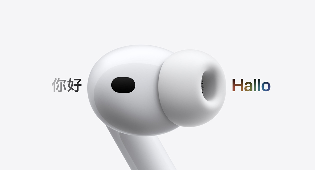 AirPods Pro 3, In‑Ear Kopfhörer mit Ohreinsatz aus Silikon, Live Übersetzung ändert Zeichen von Spanisch „Hola“ zu Deutsch „Hallo“