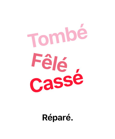 Tombé, fêlé, cassé, réparé