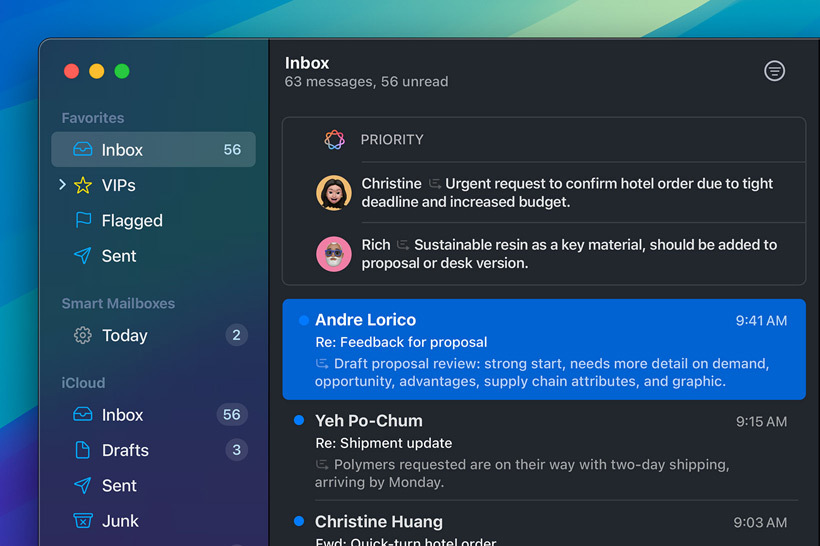 Apple Intelligence affiche les Messages prioritaires dans l’app Mail