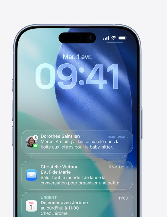 Écran d’iPhone affichant des messages contextuels