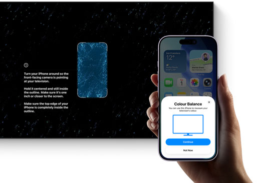 iPhone being used to color balance a television