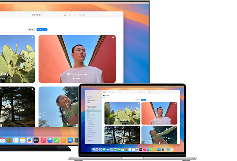 Apple AirPlayを使って薄型テレビと写真を共有しているMac