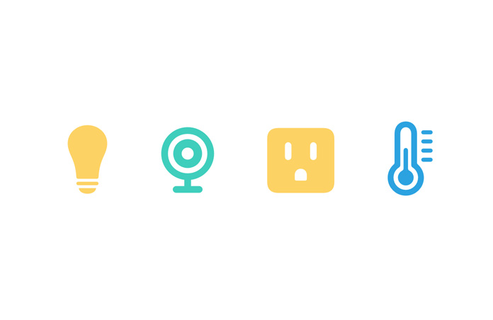 Smart home accessory icons: Includes icons such as camera, outlet, light bulb