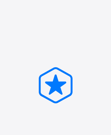 Star icon with a hexagon border indicates rewards, blue