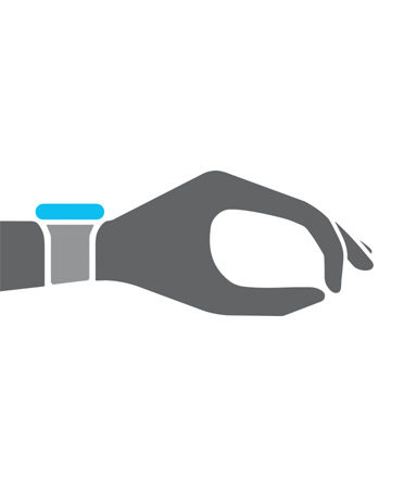 رسم توضيحي ليد ومعصم بقفاز يرتدي Apple Watch