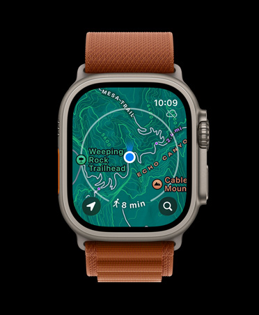 Apple Watch Ultra 3, natural color, titanium case, offline map, upcoming directions, band, terra cotta Alpine Loop
