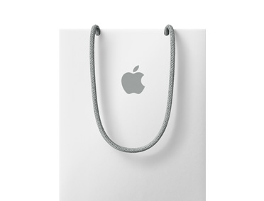 Apple shopping bag in white color with Apple Logo near top