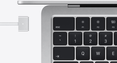 MacBook Air in Silver colour with colour-matched MagSafe cable