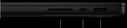 MacBook Pro 14-inch with M4 Pro or M4 Max, closed, right side, showing SDXC card slot, one Thunderbolt 5 port, and HDMI port