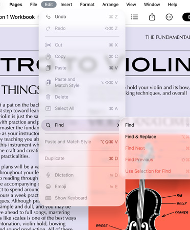 Et nærbilde av menylinjen viser valg for Angre, Utfør likevel, Klipp ut, Kopier, Lim inn og mer.